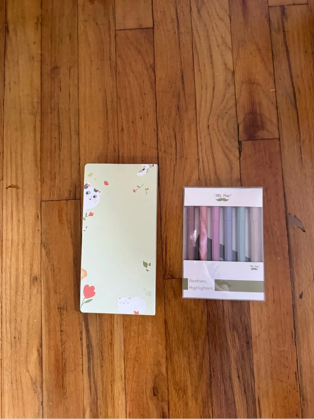 Cat Sticky Note Set with Pastel Highlighters